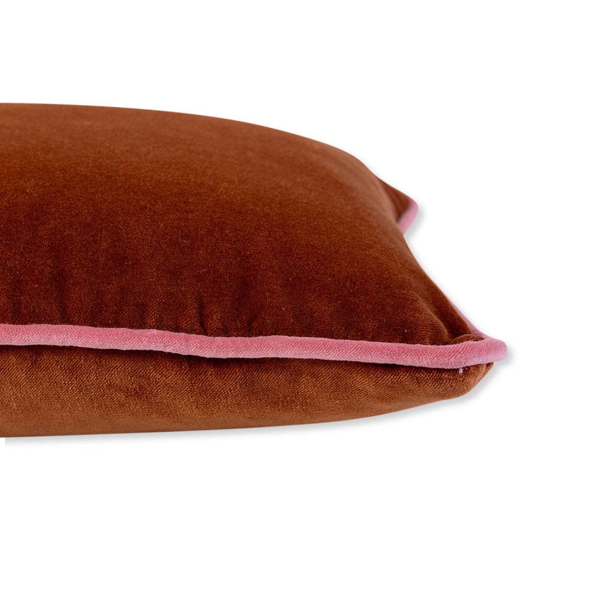 Charliss Velvet Lumbar Pillow | Rust + Light Pink