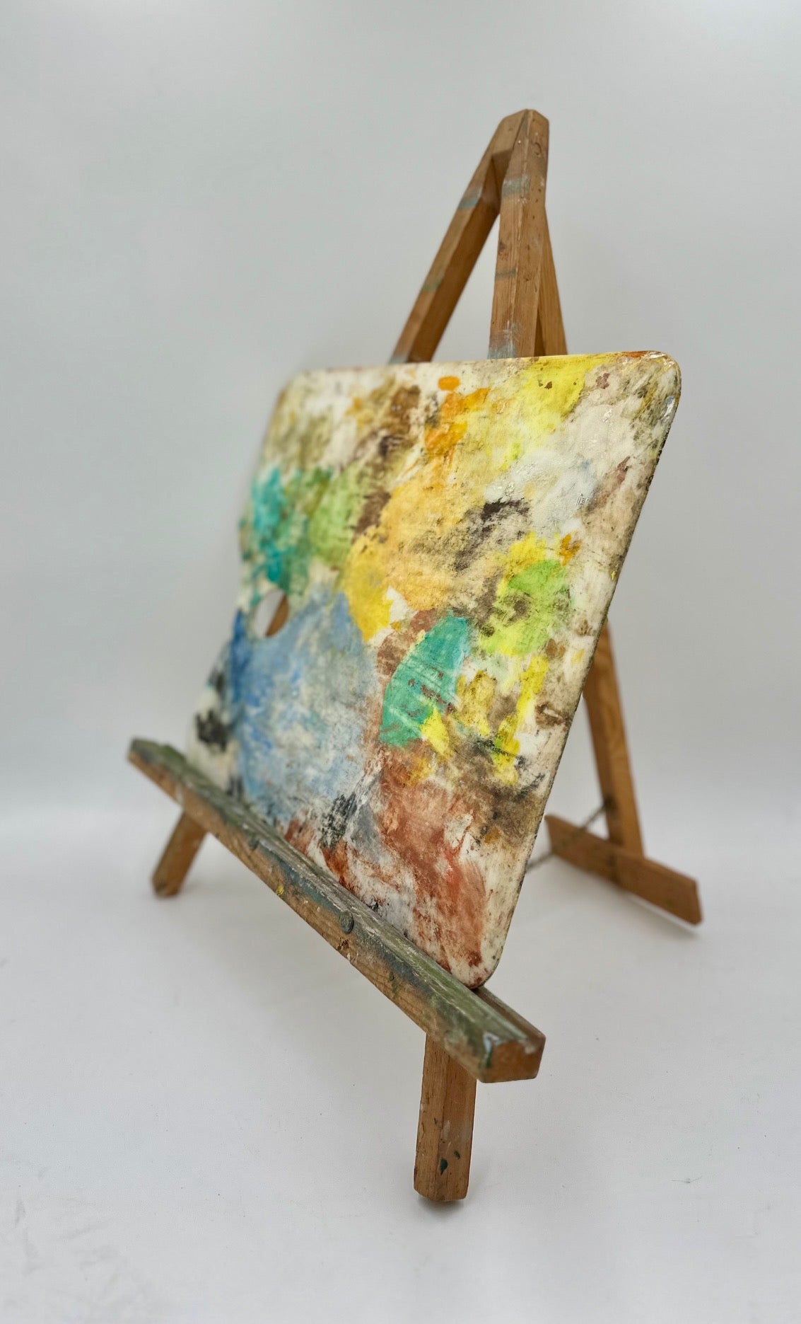 Vintage Wooden Easel with Artists Palette Board as found