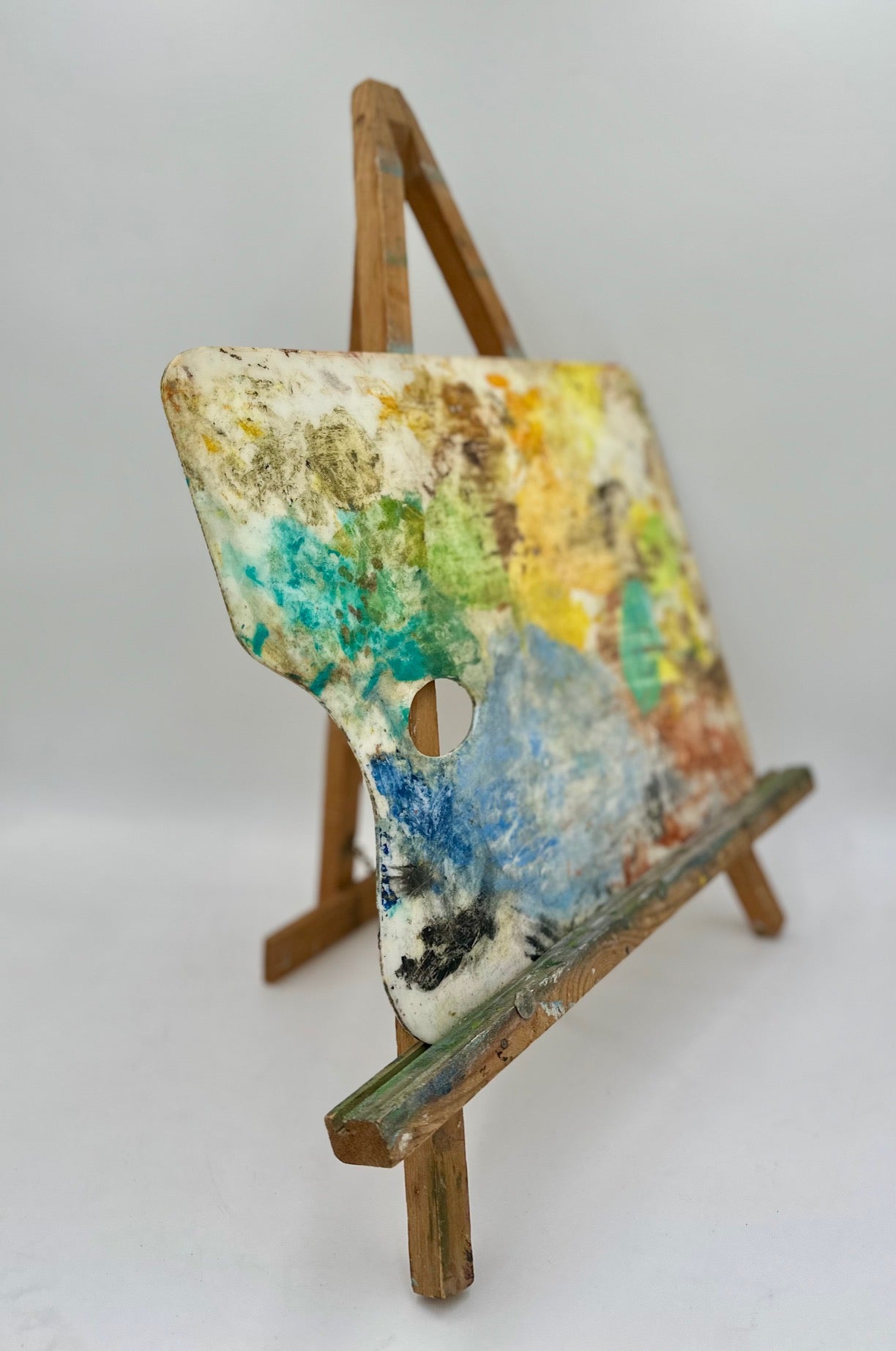 Vintage Wooden Easel with Artists Palette Board as found