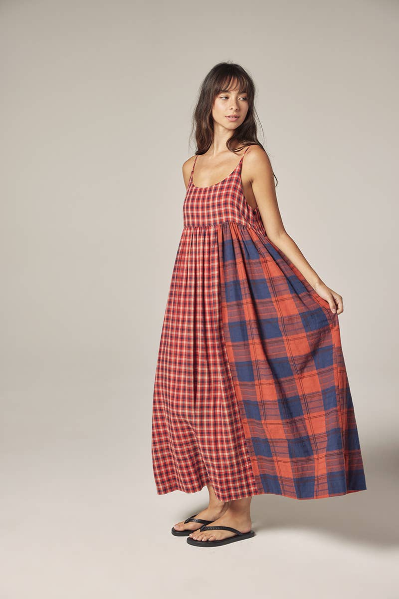 Plaid Folklore Midi Dress