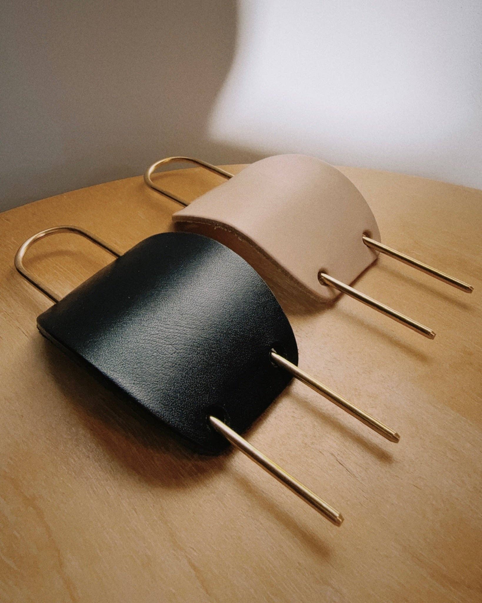 BRASS & LEATHER HAIR PIN by Noah Marion