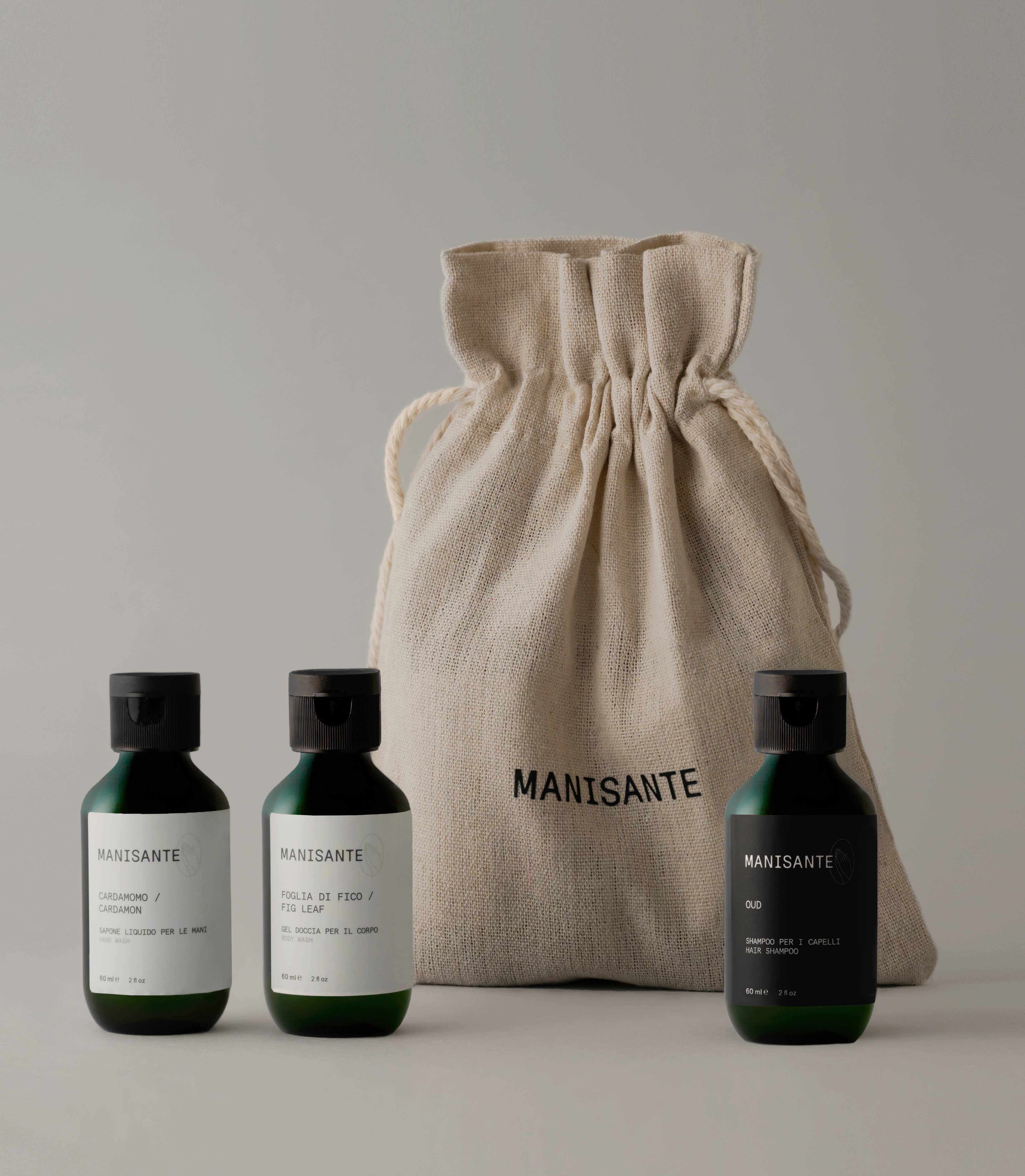 MANISANTE Travel Kit/Hand Soap, Shower Gel, Shampoo
