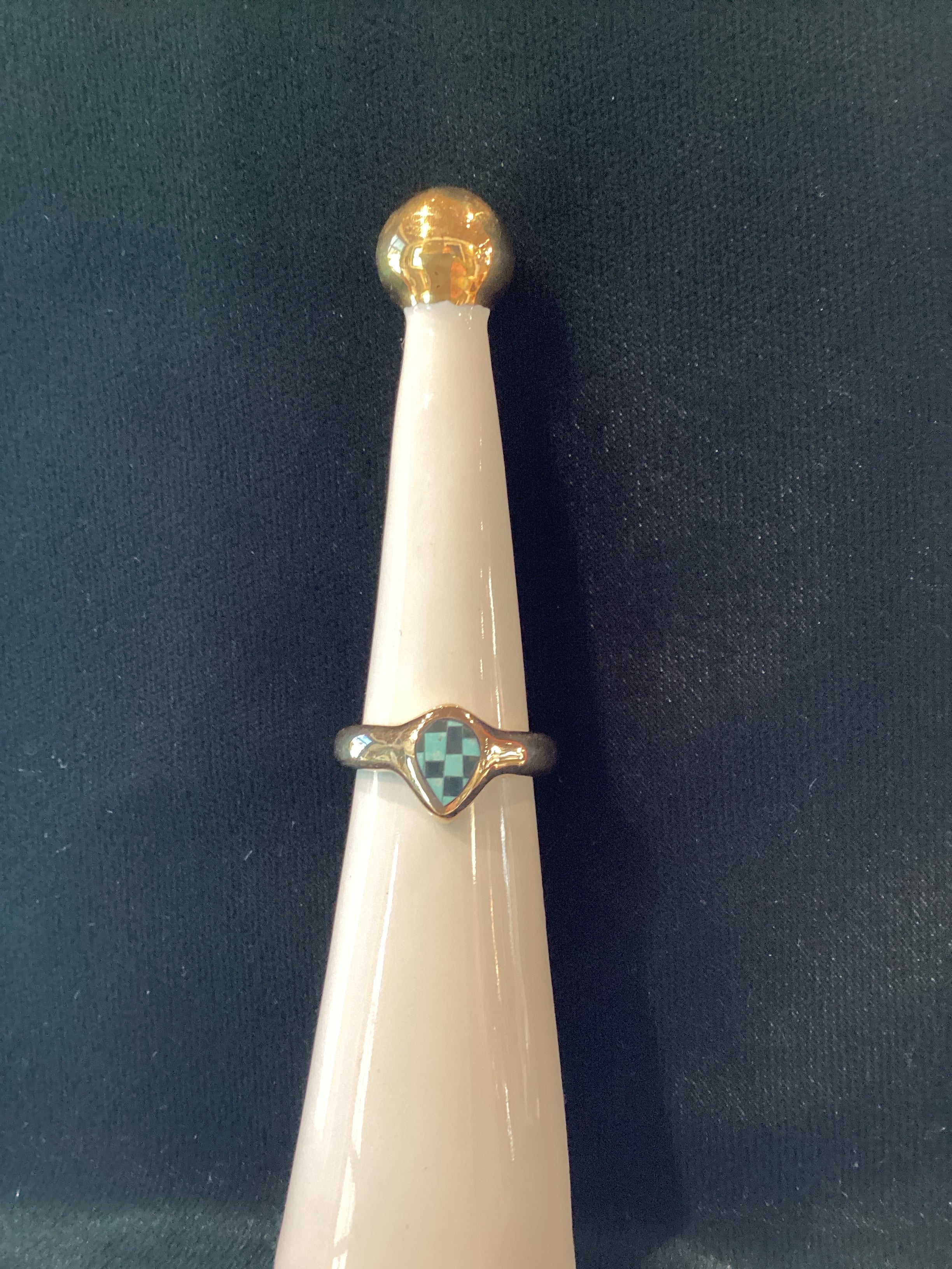 Checkerboard Teardrop Ring by Young in the Mountains