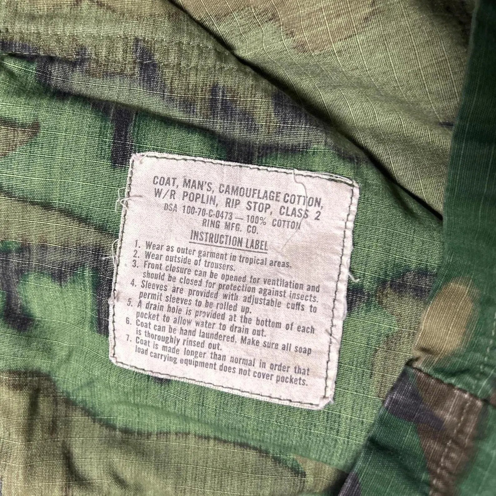 Vietnam Era Slant Pocket Tropical Camo Combat Coat 1970