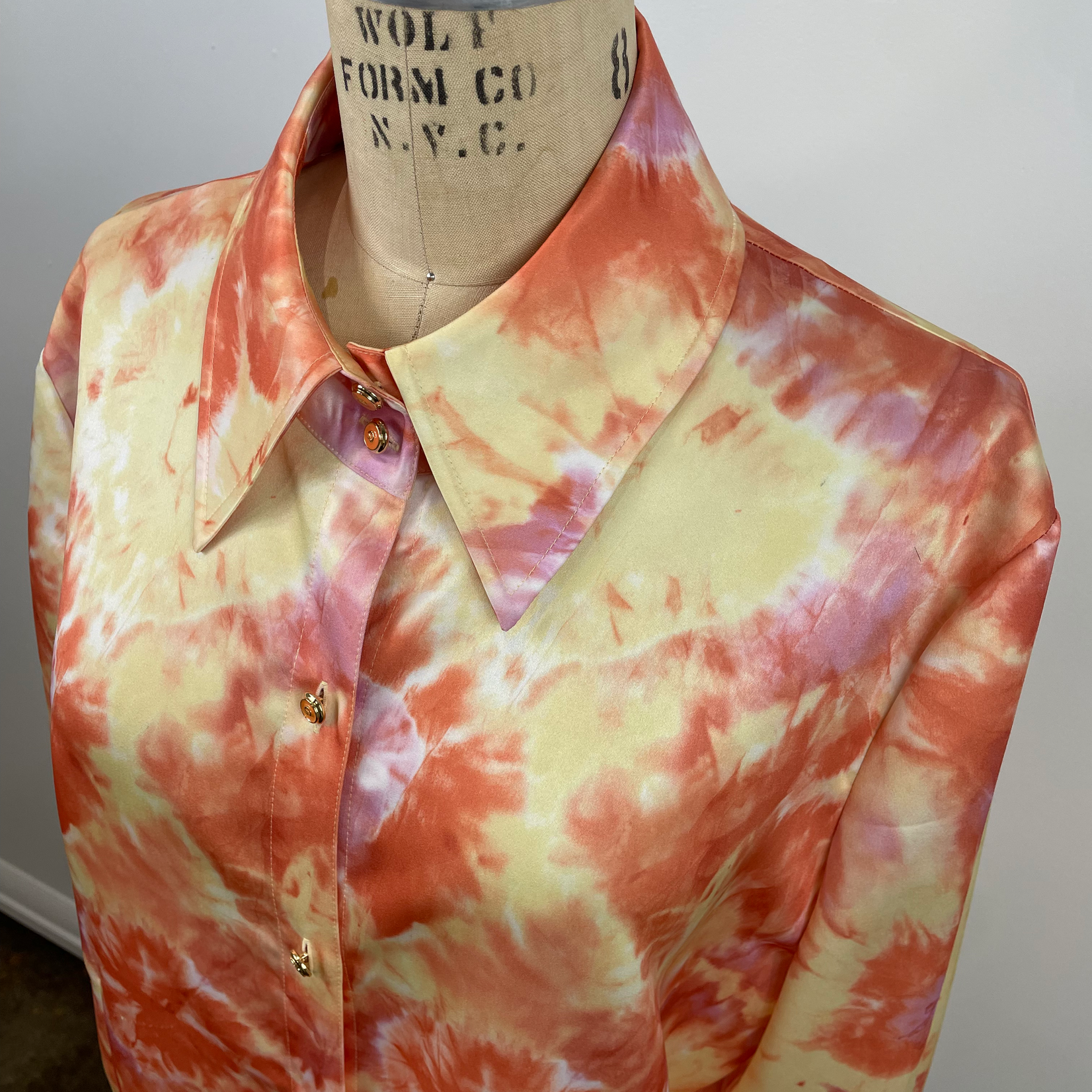 Vintage St. John Tie Dye Silk Shirt