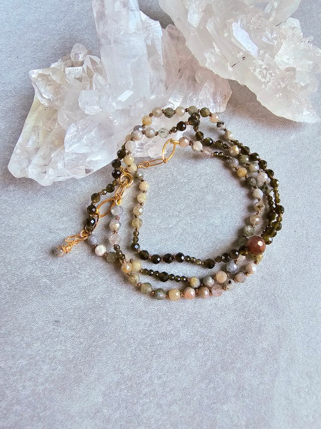 J&J 3 Wrap Gemstone Necklace/Bracelet